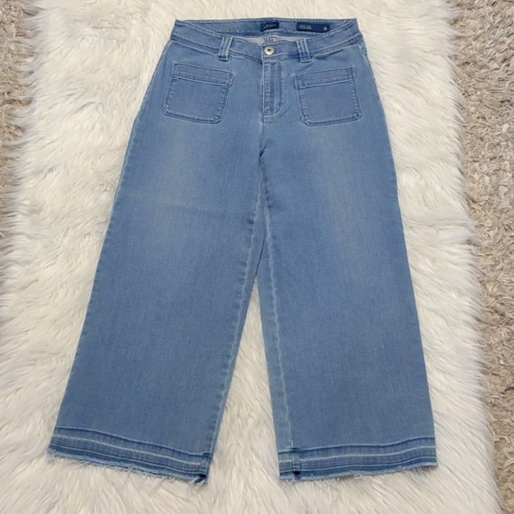 J. Jill High-Rise Full Leg Raw Edge Frayed Cropped Pants